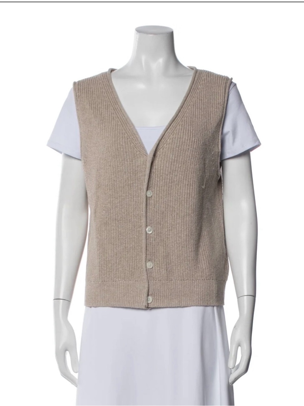 alex mill NWOT Sleeveless Button-Up Knit Vest in Beige